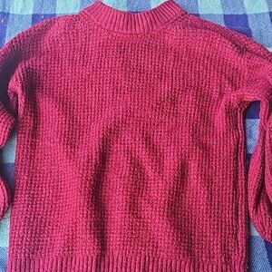 American Eagle Outfitters Red Ribbed Crew Neck Sweater